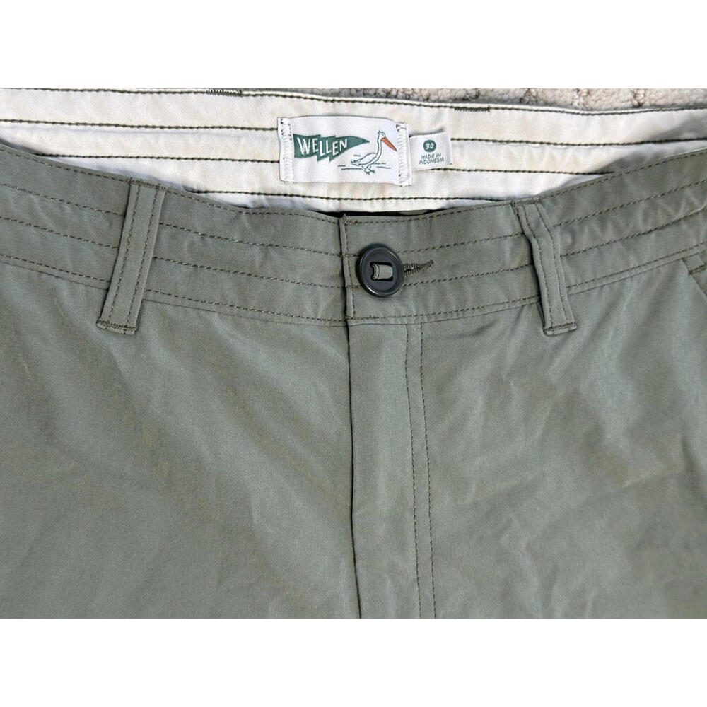 Wellen Shorts Hybrid Chino Men 30 Stretch Drawstring Zip Performance Olive Green - Picture 2 of 7